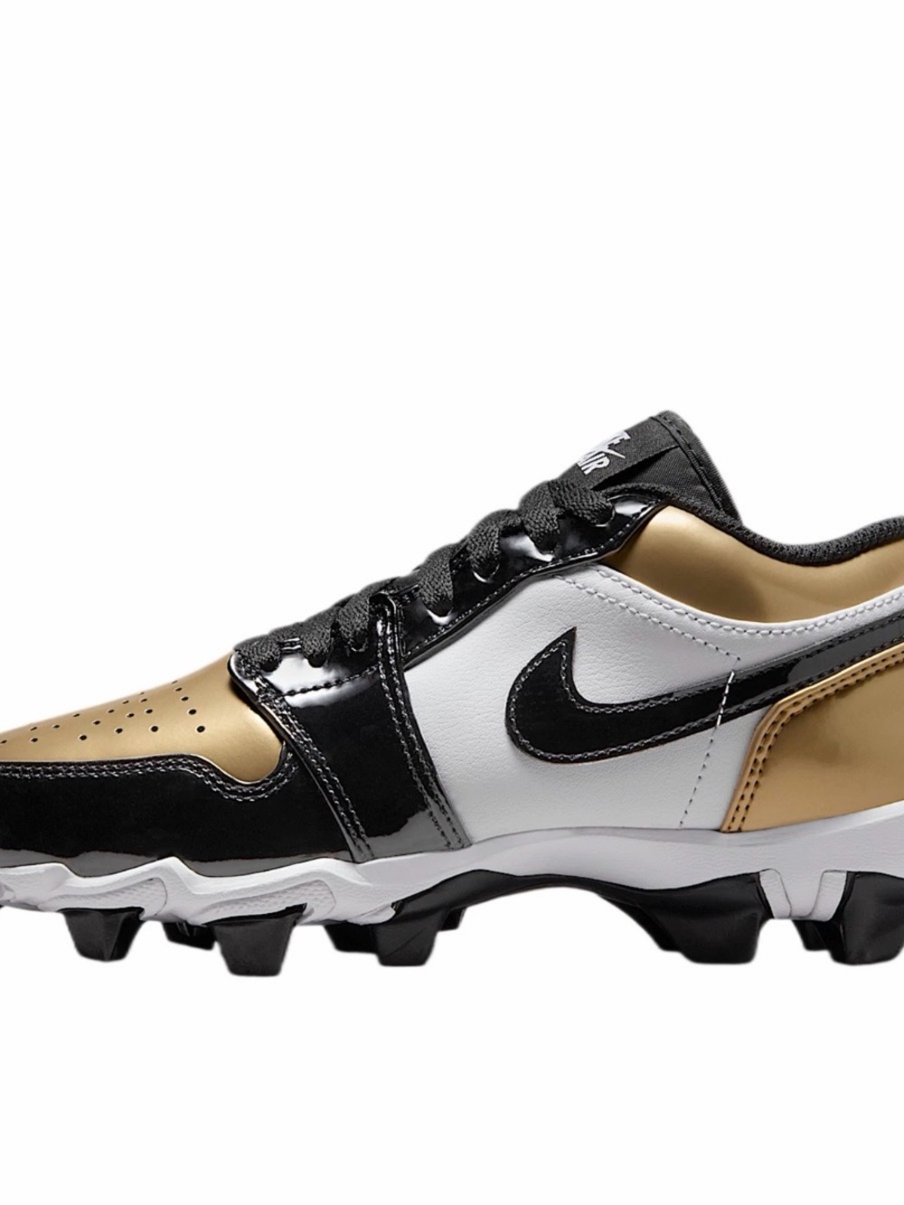 Jordan 1 Retro MCS Low "Metallic Gold/Black/White" Cleats - Kids Size 12